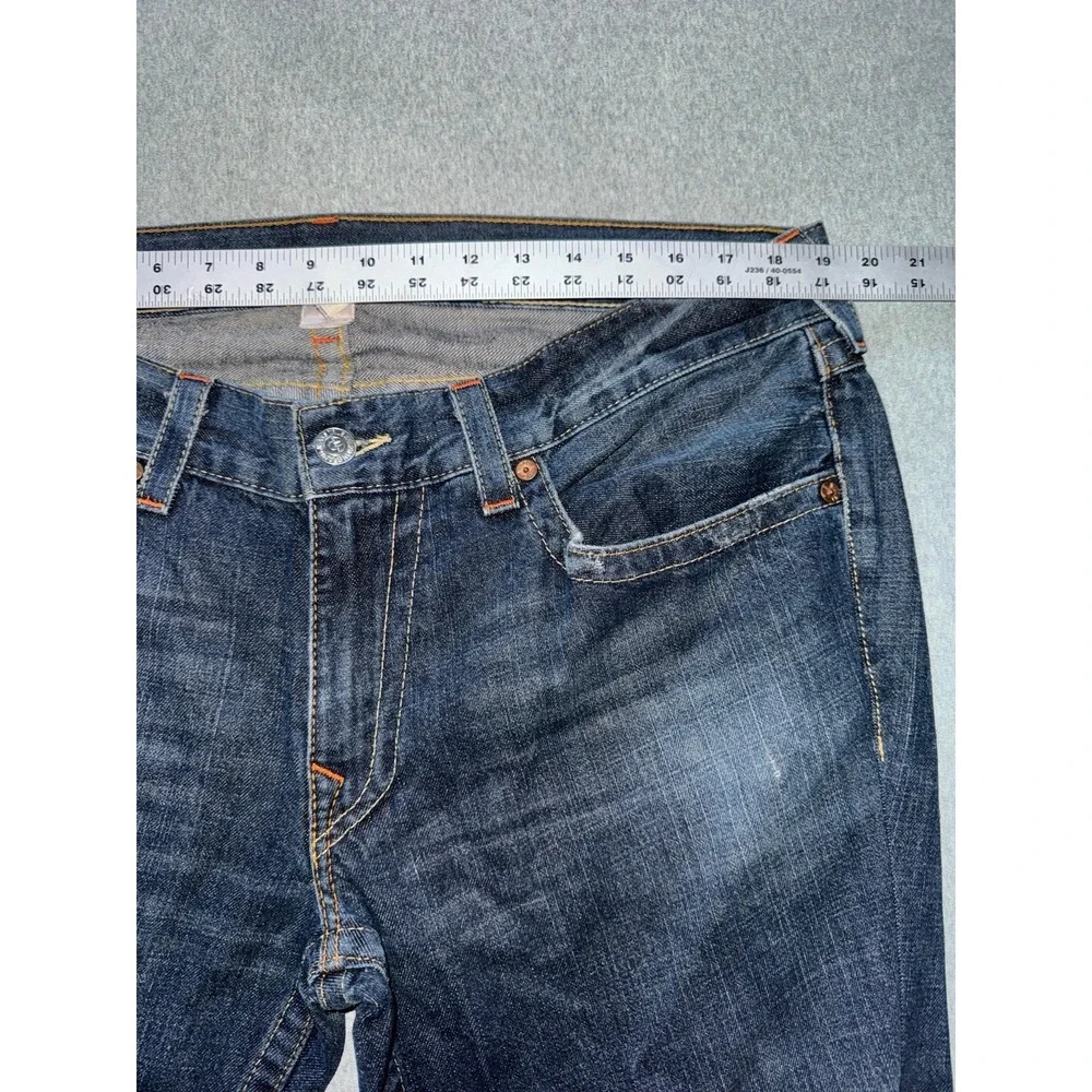 True Religion Mens Joey Dark‎ Wash Straight Jeans Blue Denim Size 38